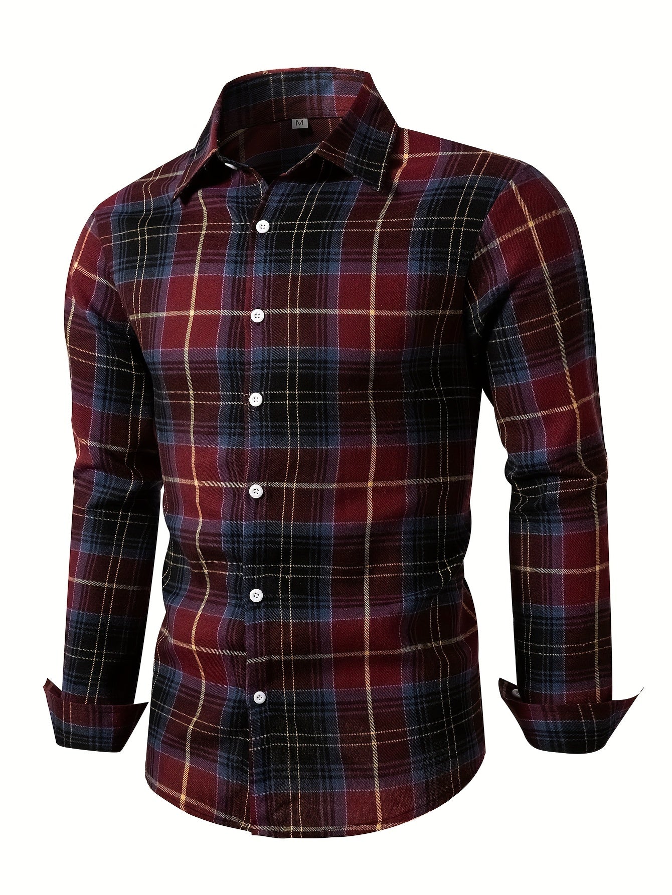 Men's Plaid Long Sleeve Button Up Shirt, Casual Comfy Shirt for Fall Winter