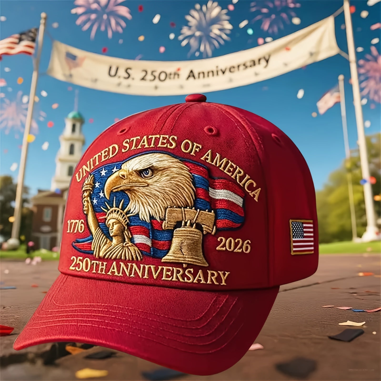 250Th Anniversary Men'S Patriotic Baseball Hat - Embroidered with Bald Eagle And 50 Star 13 Stripe Design, Embroidered 1776-2026, Suitable for Men And Women, Halloween, Friday, Perfect Gift for History Enthusiasts And Patriot