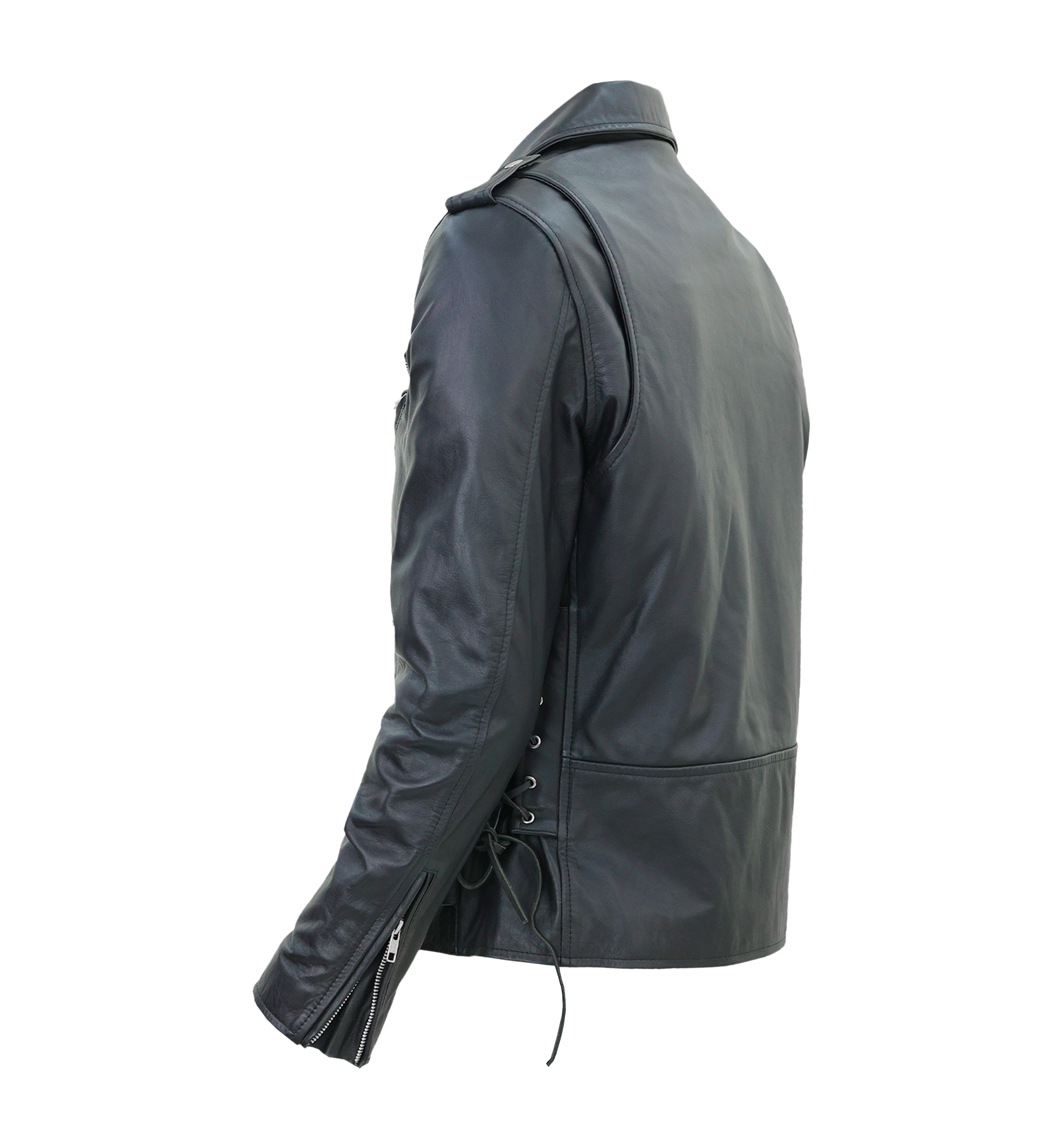 Kaan Zipper Leather Biker Jacket for Men's Black