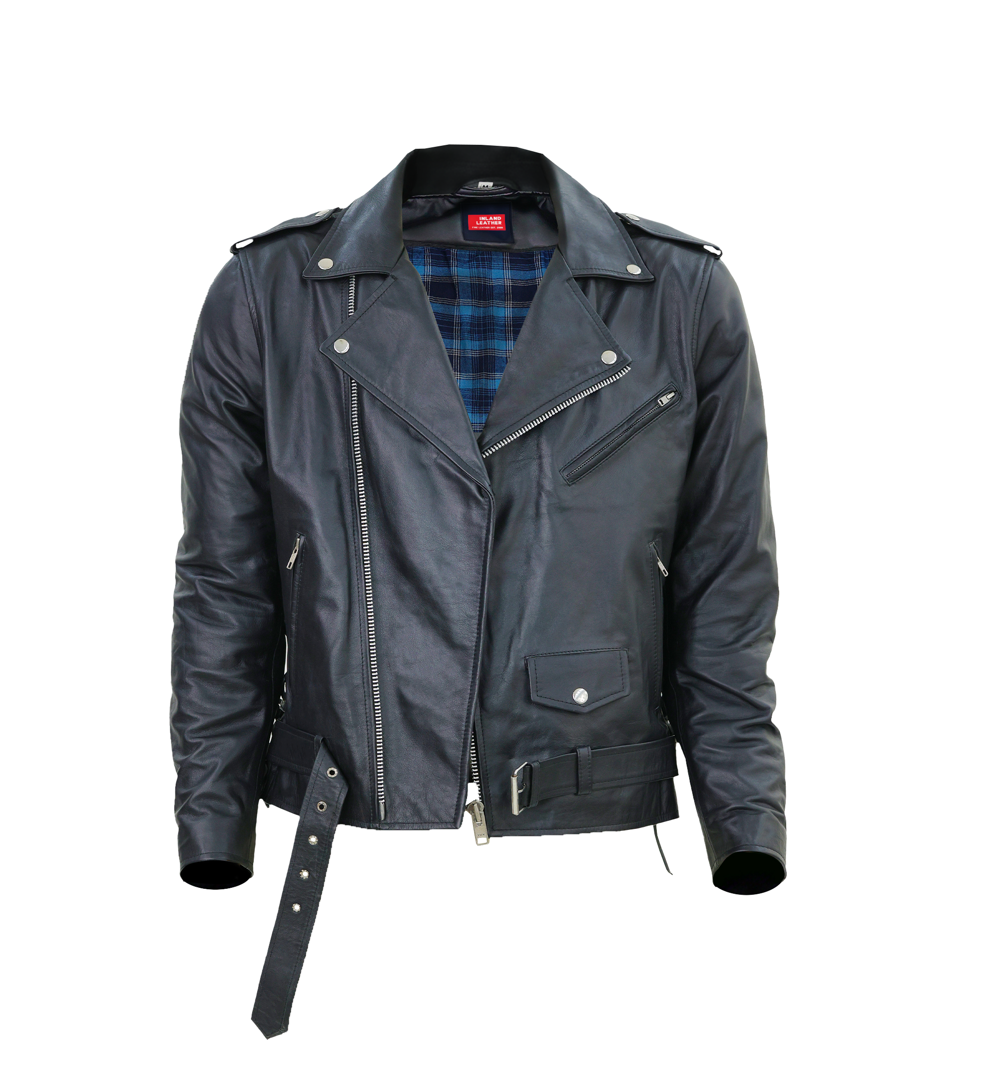 Kaan Zipper Leather Biker Jacket for Men's Black