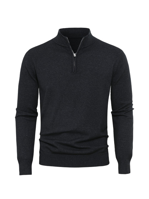 2025 Best-Selling New Men's Casual Solid Color Knit Zip-Up Cardigan - Thickened High Gram Weight Warm Top, Fashionable Minimalist Style with Medium Stretch for Daily Comfort