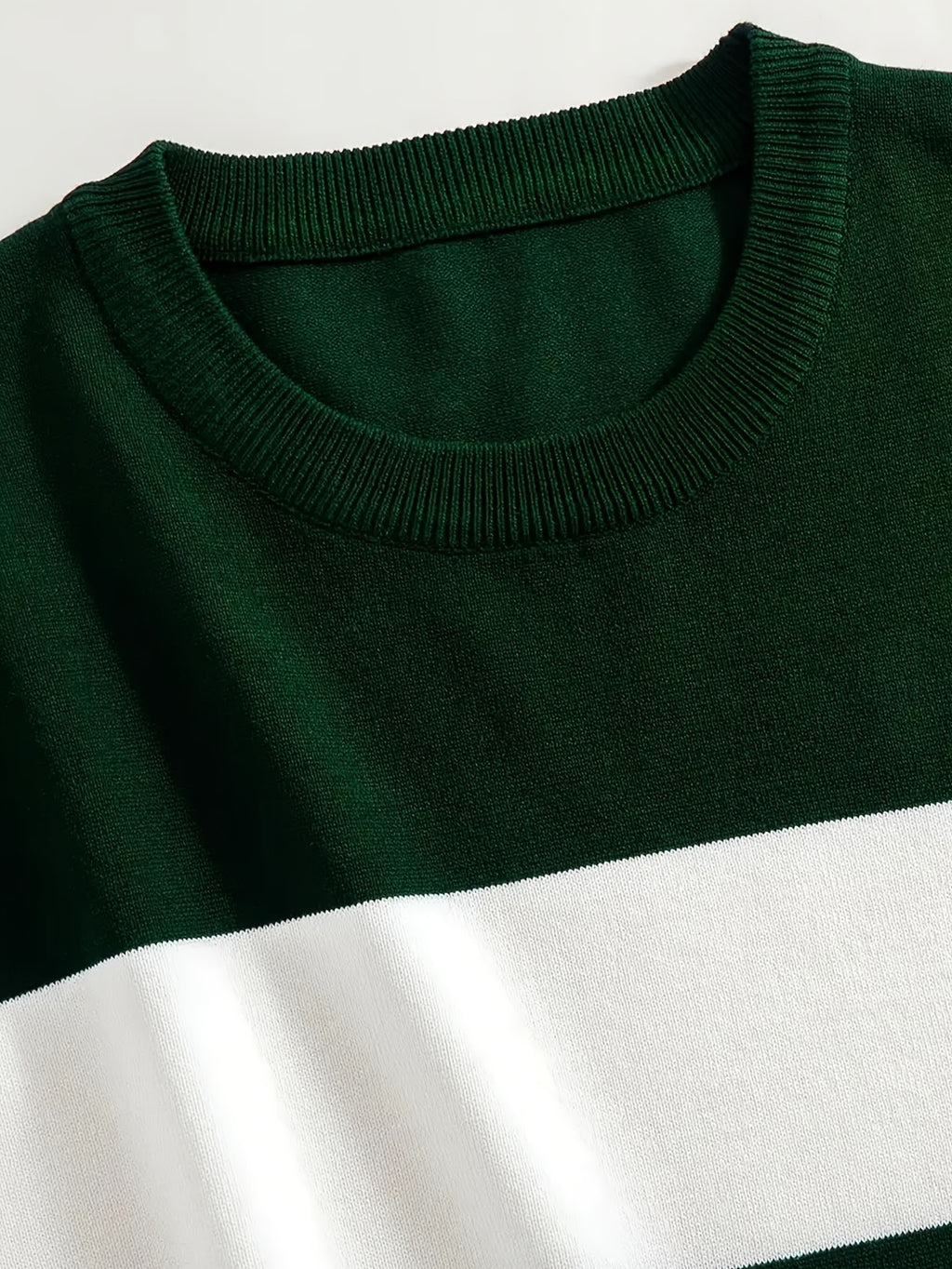 Men's Navy & White Horizontal Stripe Knit Sweater - Breathable Pullover Shirt, Regular Fit Casual Summer Top for Everyday & Formal Outfits, Medium Elasticity