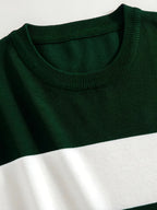 Men's Navy & White Horizontal Stripe Knit Sweater - Breathable Pullover Shirt, Regular Fit Casual Summer Top for Everyday & Formal Outfits, Medium Elasticity