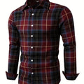 Men's Plaid Long Sleeve Button Up Shirt, Casual Comfy Shirt for Fall Winter