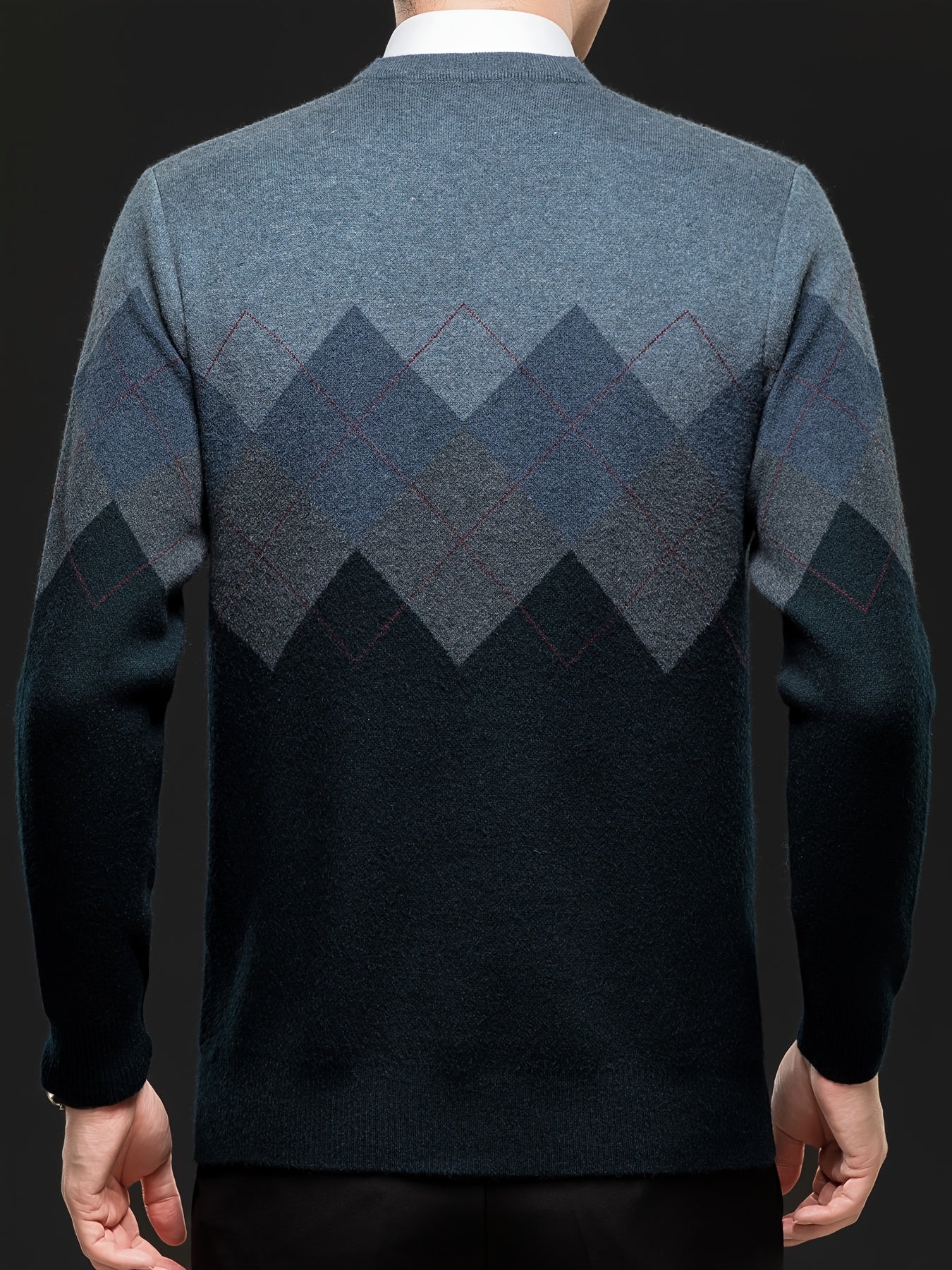 Men'S Classic V-Neck Sweater - Thick Warm Winter Knit Sweater with Geometric Pattern, Long Sleeve Regular Fit for Casual Business & Sports, Fall Winter Warmth, Sweater Vest, Business Casual Wear, Vneck Design, Durable Knitwea