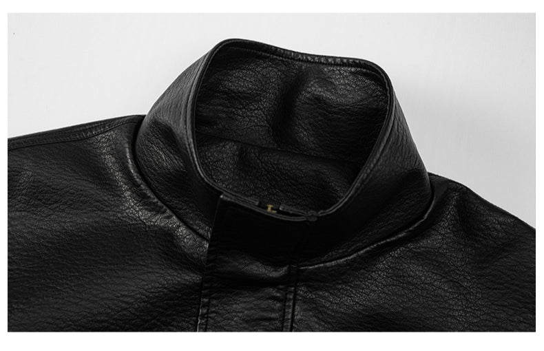 1pc TNZI Men'S Windproof Motorcycle Jacket - Large Size Heavy-Duty Stand Collar Zipper Closure, Full-Zip Front with Utility Pockets, Reinforced Elbows & Wrist, Durable for Autumn/Winter Riding & Casual/Business Wear, Motorcyc