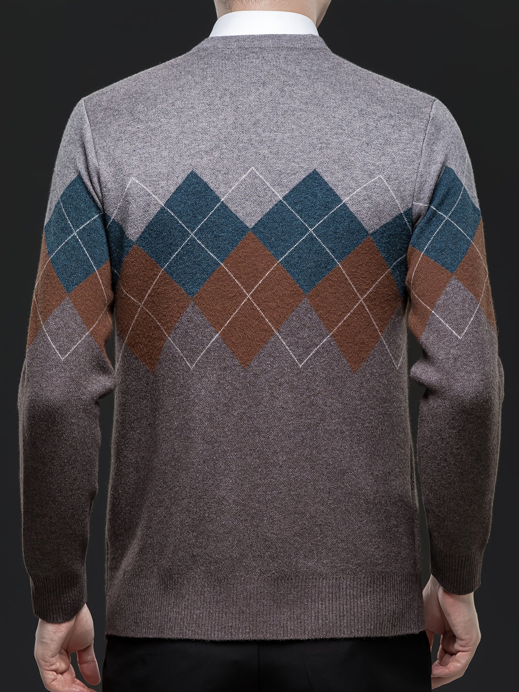 Men'S Classic V-Neck Sweater - Thick Warm Winter Knit Sweater with Geometric Pattern, Long Sleeve Regular Fit for Casual Business & Sports, Fall Winter Warmth, Sweater Vest, Business Casual Wear, Vneck Design, Durable Knitwea