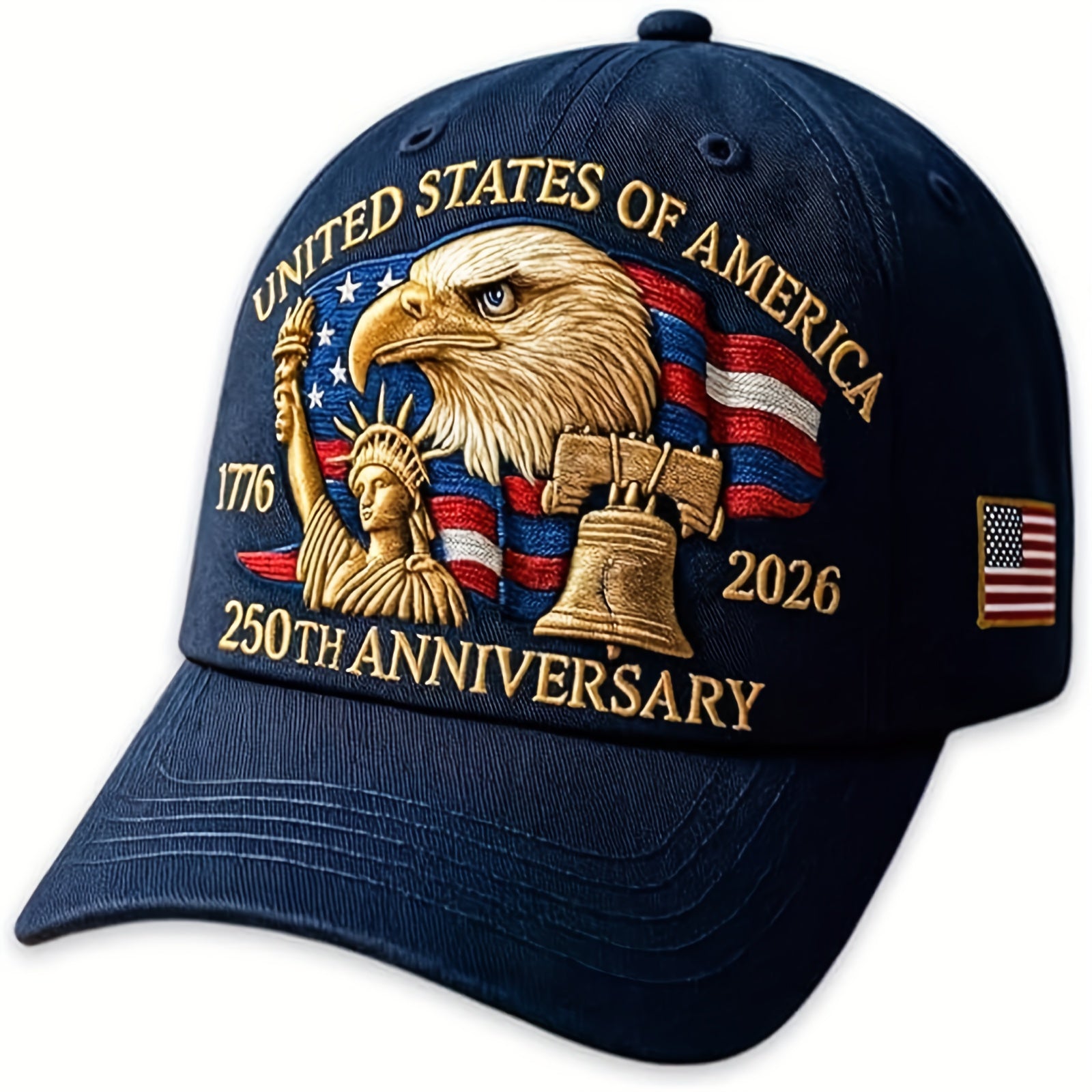 250Th Anniversary Men'S Patriotic Baseball Hat - Embroidered with Bald Eagle And 50 Star 13 Stripe Design, Embroidered 1776-2026, Suitable for Men And Women, Halloween, Friday, Perfect Gift for History Enthusiasts And Patriot