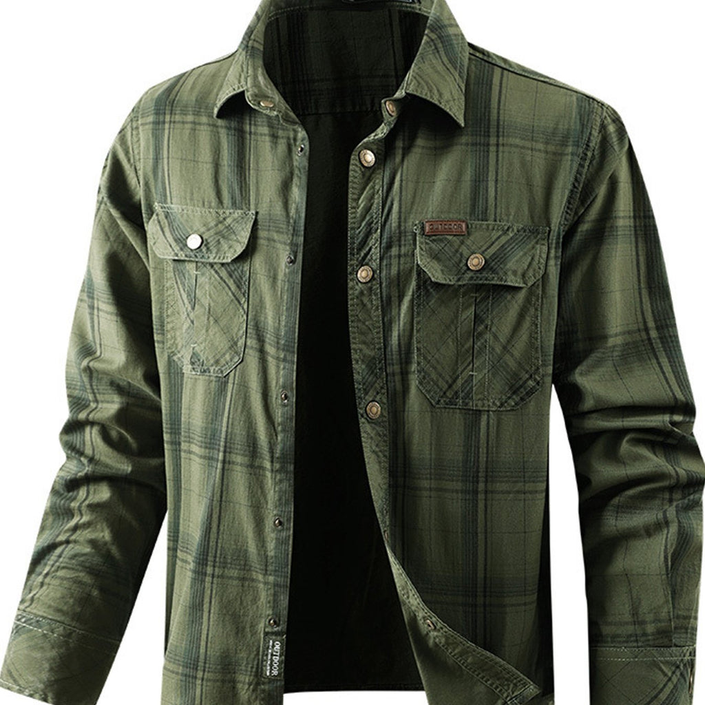 Men's & Teen ' Workwear Jacket - Heavy-Duty Moisture-Wicking Cardigan Coat with Collar & Chest Pocket, Breathable Long Sleeve Casual Outerwear for Spring/Fall (Regular Fit, Machine Washable) - Durable Workwear Style Blazer