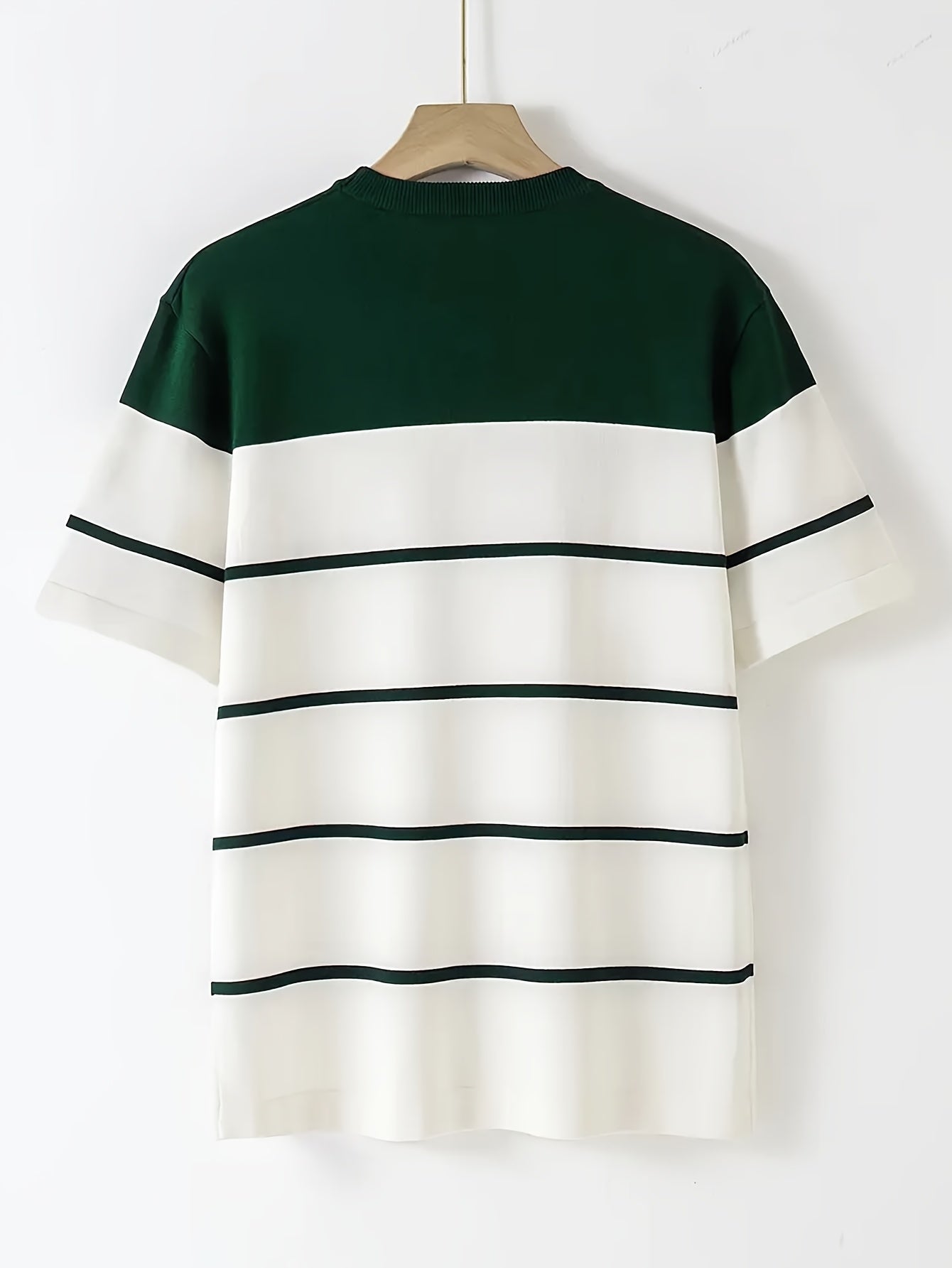 Men's Navy & White Horizontal Stripe Knit Sweater - Breathable Pullover Shirt, Regular Fit Casual Summer Top for Everyday & Formal Outfits, Medium Elasticity