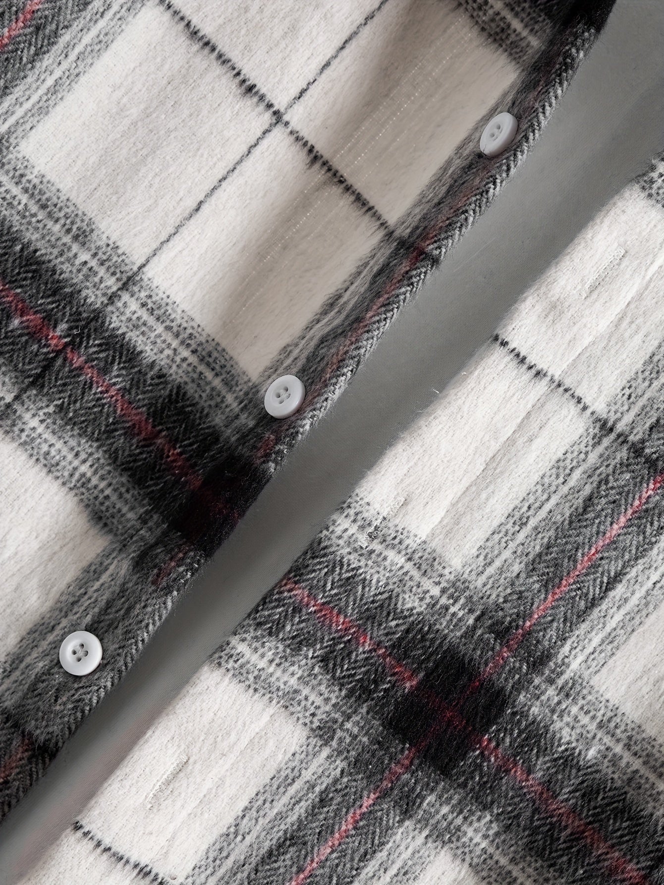 Men's Plaid Hooded Jacket with Shirt Collar & Button Front - Beige/Brown/Black/White Tartan Pattern, Chest Pocket, Non-Stretch Fabric - Casual Winter Coat for Fall & Winter Layering (Plaid Shirt Jacket)