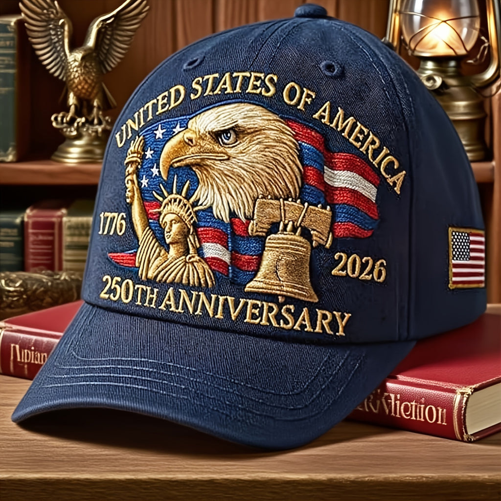 250Th Anniversary Men'S Patriotic Baseball Hat - Embroidered with Bald Eagle And 50 Star 13 Stripe Design, Embroidered 1776-2026, Suitable for Men And Women, Halloween, Friday, Perfect Gift for History Enthusiasts And Patriot
