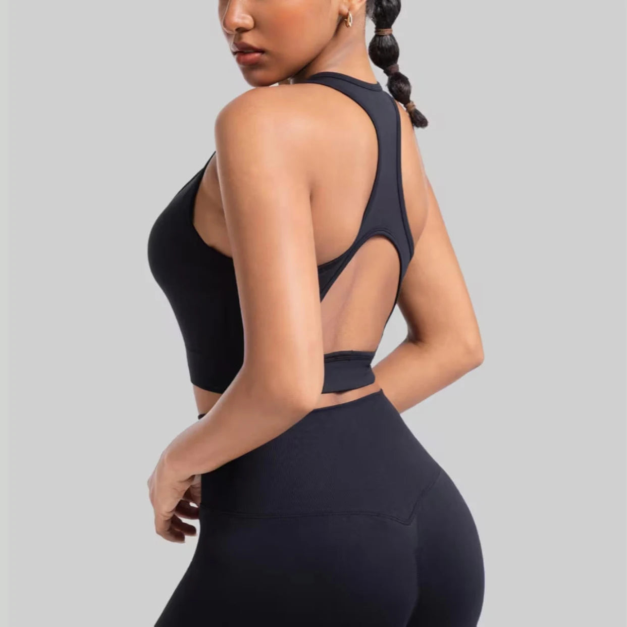 Women’s Backless Strappy Sports Bra Shockproof Anti-Exposure Yoga Pilates