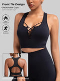 Women’s Backless Strappy Sports Bra Shockproof Anti-Exposure Yoga Pilates
