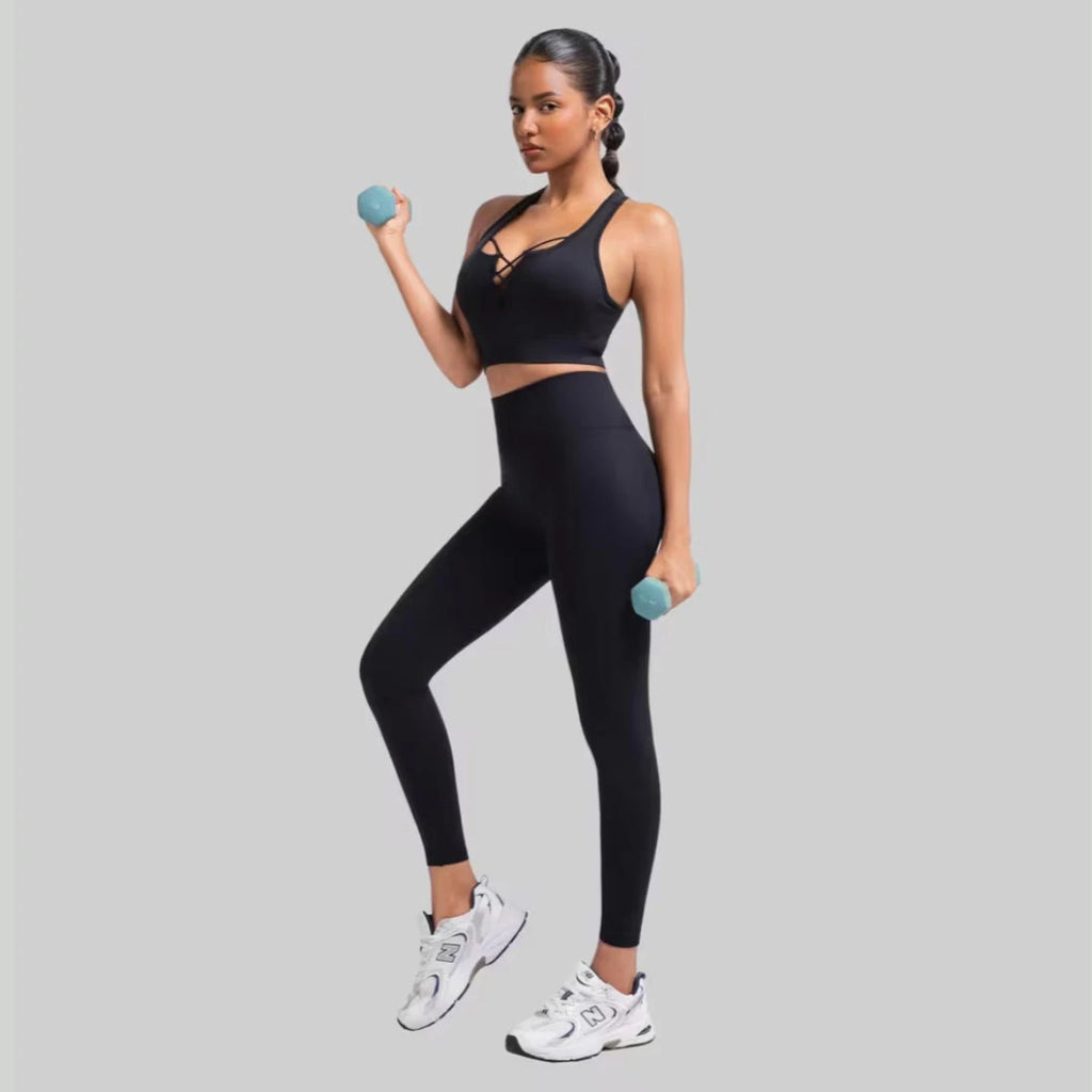 Women’s Backless Strappy Sports Bra Shockproof Anti-Exposure Yoga Pilates