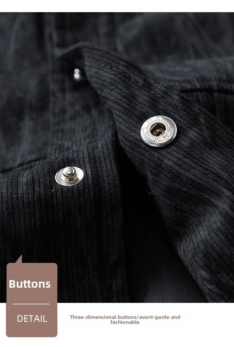 Men’s Plush Thick Oversized Jacket Lapel Button Workwear Casual Loose M-8XL