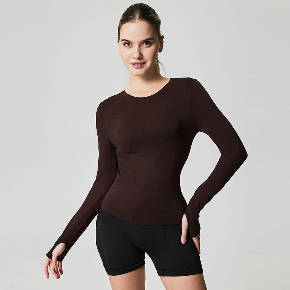 Women’s Long Sleeve Workout Top Yoga Sports Athletic Gym Daily Wear