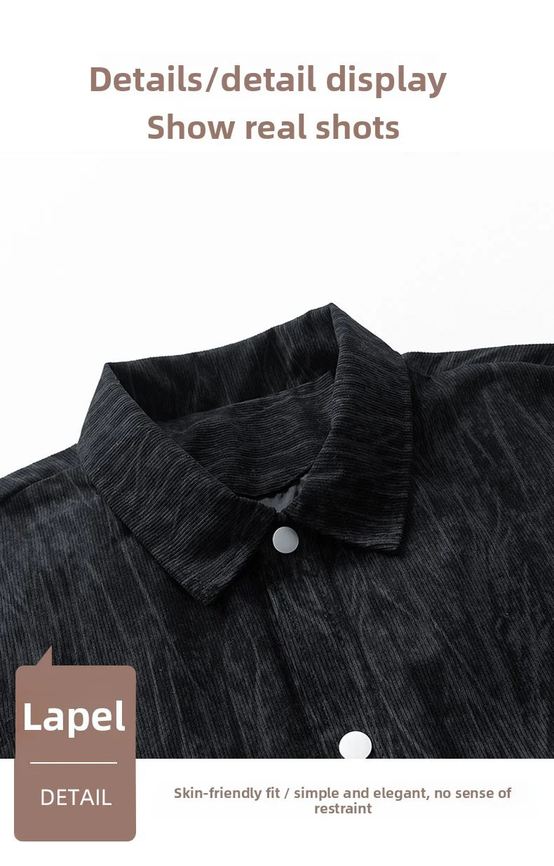 Men’s Plush Thick Oversized Jacket Lapel Button Workwear Casual Loose M-8XL