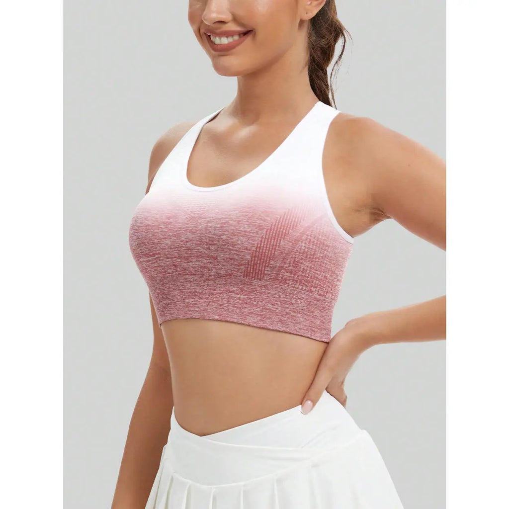 Women's Seamless Tie-Dye Yoga Bra High Elastic Breathable Quick-Dry Sports Bra for Fitness Running