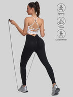 Women’s Cross-Back Floral Sports Bra Yoga Tank Top for Gym Running Fitness