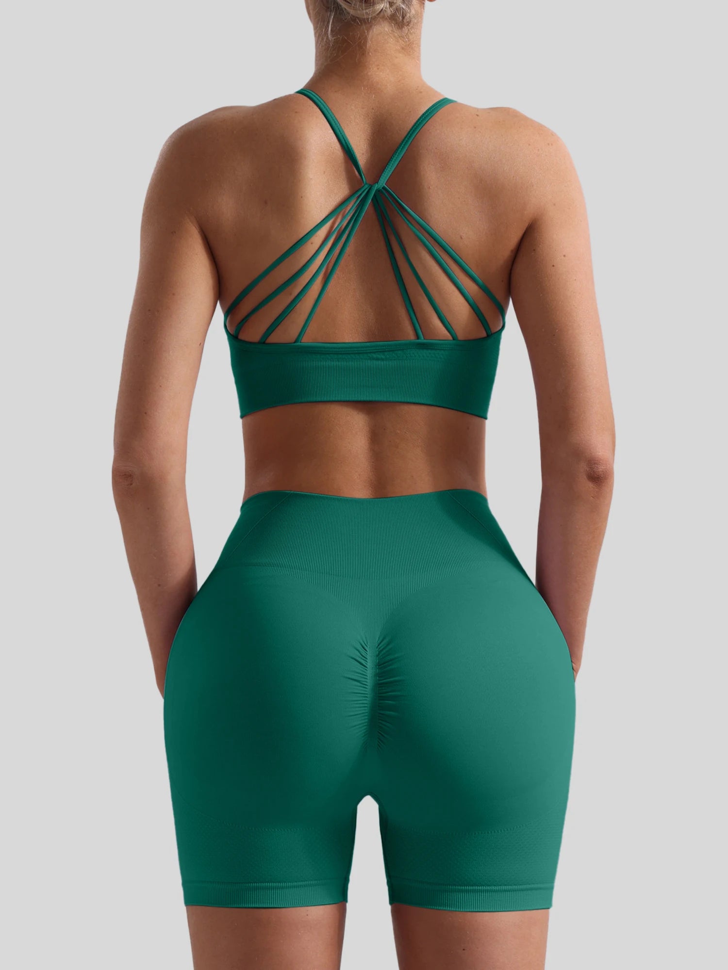 Women’s Seamless Breathable Yoga Set Sports Bra with High Waist Shorts Two-Piece