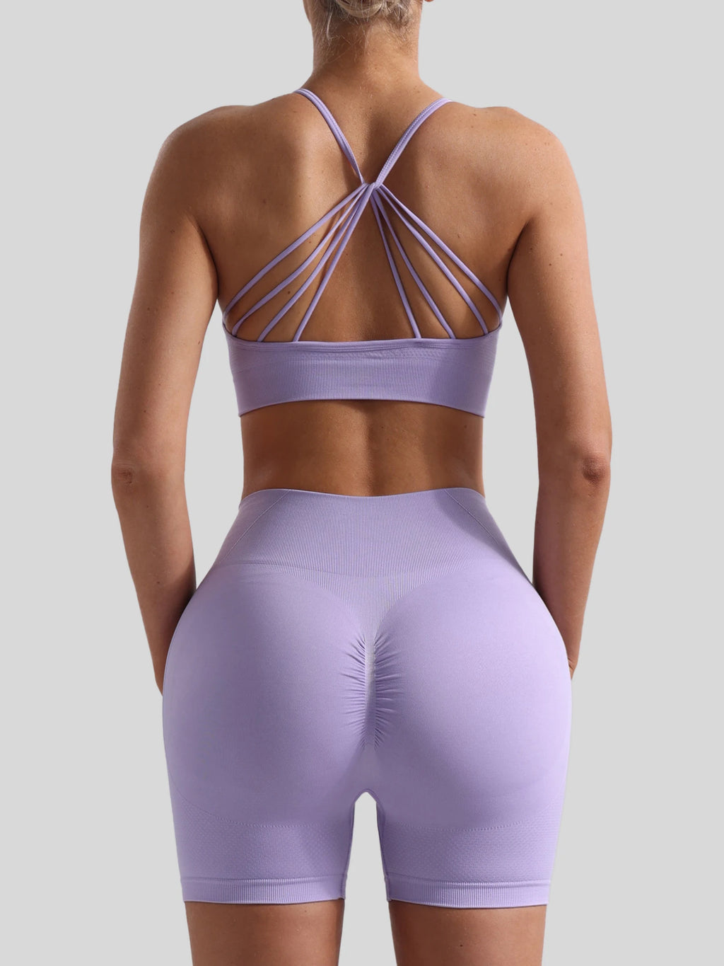 Women’s Seamless Breathable Yoga Set Sports Bra with High Waist Shorts Two-Piece