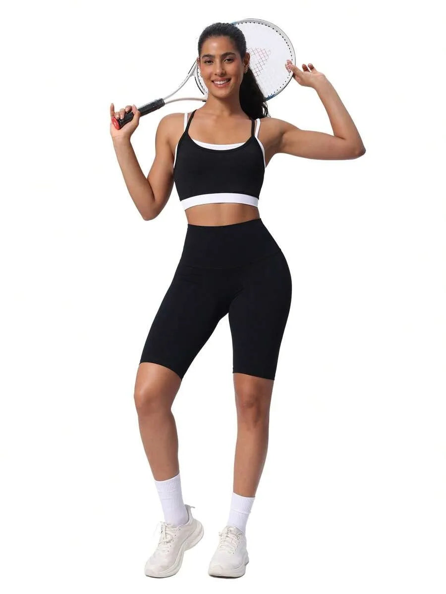 Women’s Breathable Quick-Dry Yoga Sports Vest Cross Strap Back Running Fitness