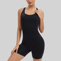 Women’s High Waist Quick-Dry Workout Bodysuit Cross-Back Yoga One-Piece Fitness