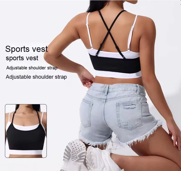 Women’s Breathable Quick-Dry Yoga Sports Vest Cross Strap Back Running Fitness
