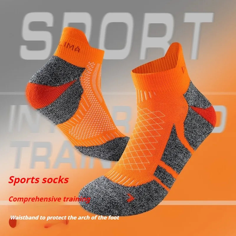 Professional Marathon Running Ankle Socks Men Women Outdoor Thick Cushion Breathable Mountaineering Hiking Badminton Sports Sock