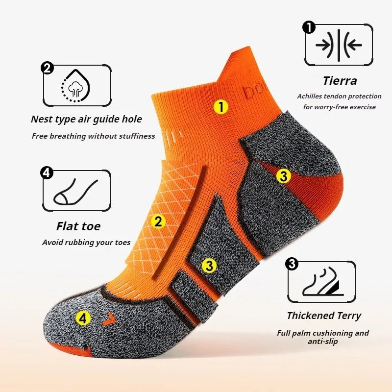Professional Marathon Running Ankle Socks Men Women Outdoor Thick Cushion Breathable Mountaineering Hiking Badminton Sports Sock