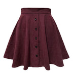 Women’s High Waist Pleated Corduroy A-Line Mini Skirt Elegant Autumn Winter