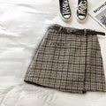 Women’s Korean High Waist Tweed Mini Skirt Plaid A-Line Slimming Y2K Autumn Winter