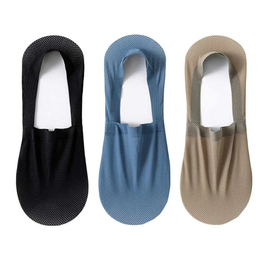 3Pairs Men Boat Socks Thin Breathable Soft Casual Summer Invisible Sock High Quality Solid Color Silicone Non-slip Low Cut Sox