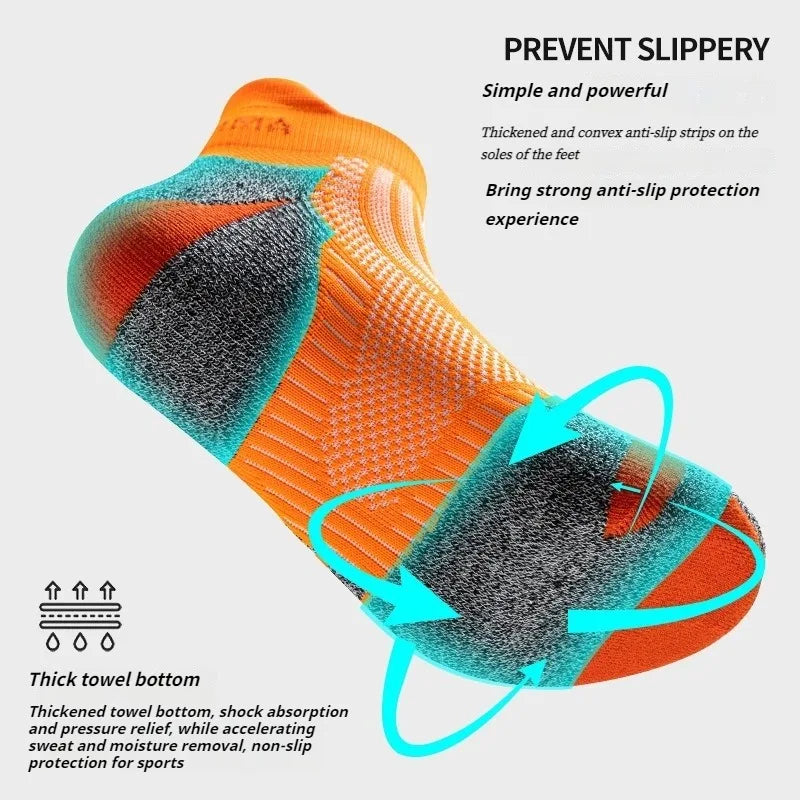 Professional Marathon Running Ankle Socks Men Women Outdoor Thick Cushion Breathable Mountaineering Hiking Badminton Sports Sock