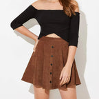 Women’s High Waist Pleated Corduroy A-Line Mini Skirt Elegant Autumn Winter