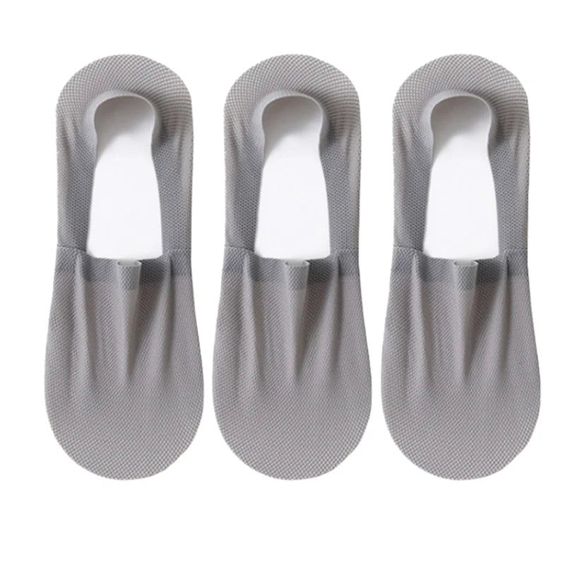 3Pairs Men Boat Socks Thin Breathable Soft Casual Summer Invisible Sock High Quality Solid Color Silicone Non-slip Low Cut Sox