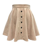 Women’s High Waist Pleated Corduroy A-Line Mini Skirt Elegant Autumn Winter