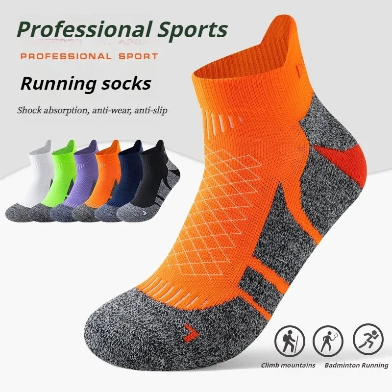 Professional Marathon Running Ankle Socks Men Women Outdoor Thick Cushion Breathable Mountaineering Hiking Badminton Sports Sock