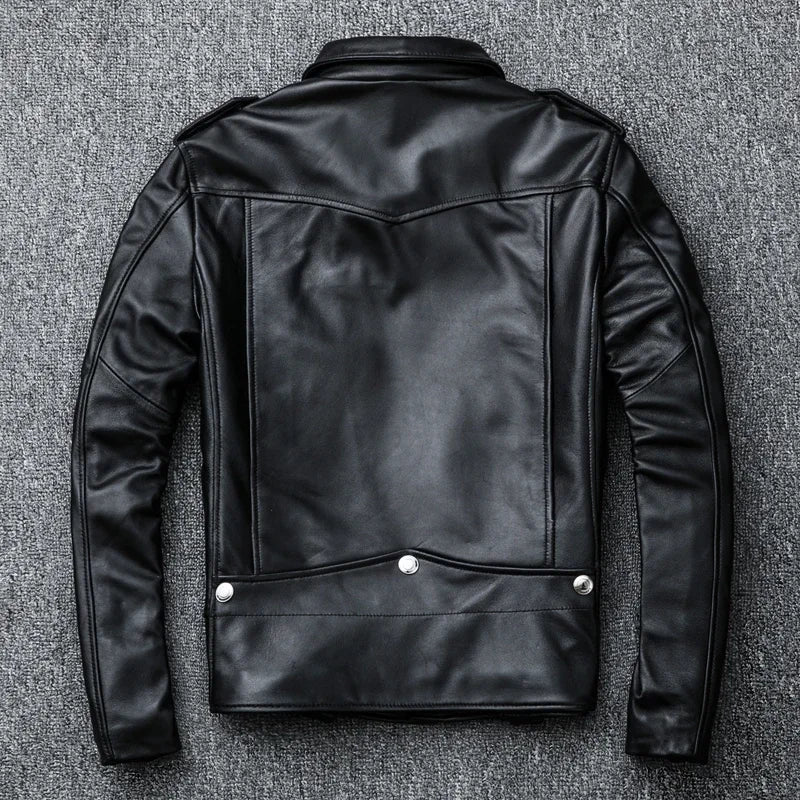 Spring and Autumn And Winter Natural Sheepskin Leather Jacket Black Soft Men's Motocycle Jackets Motor Clothing Biker Slim Short Coat