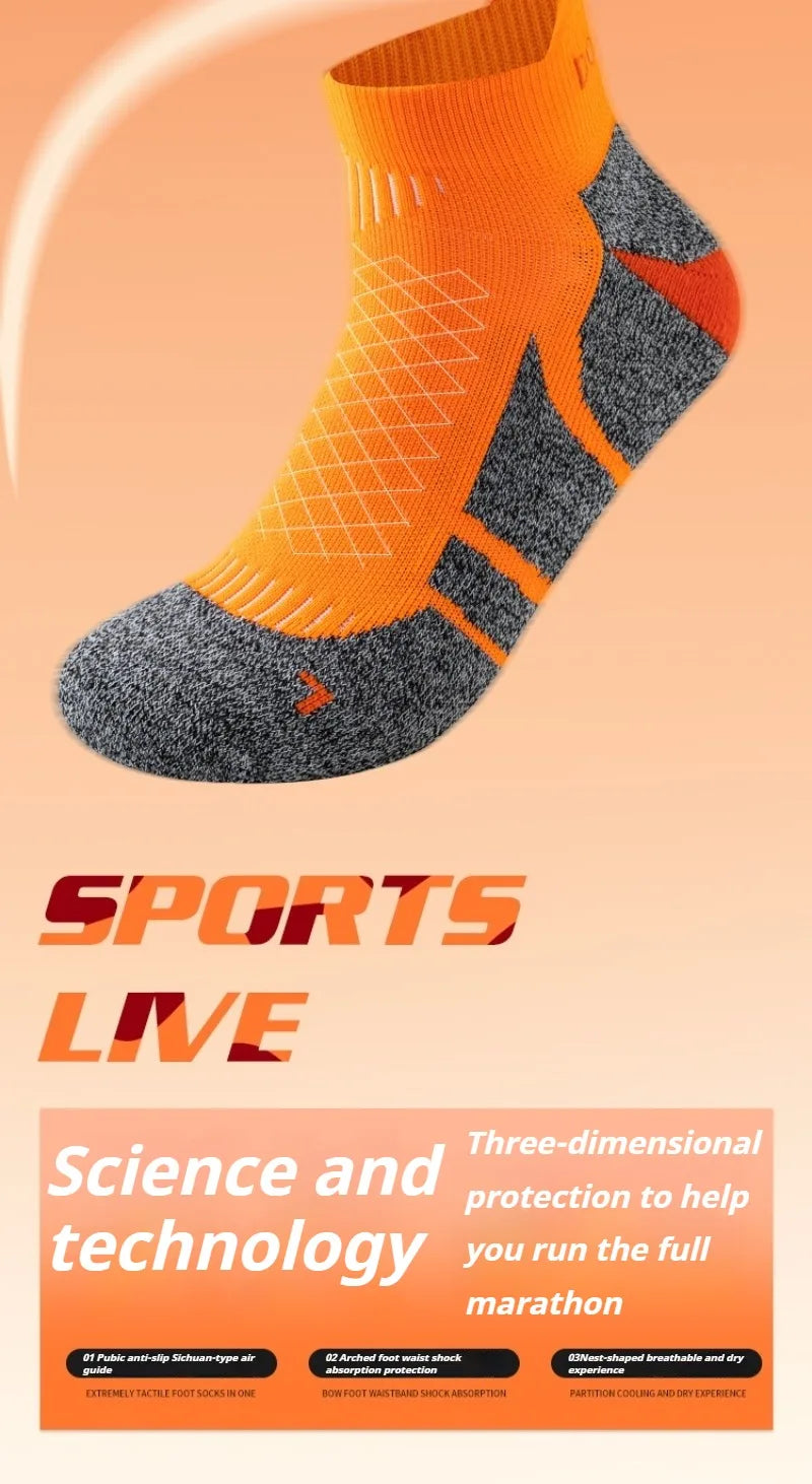 Professional Marathon Running Ankle Socks Men Women Outdoor Thick Cushion Breathable Mountaineering Hiking Badminton Sports Sock