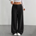 Women’s European American Wide Leg Pants Floor Length Loose Fit Front Pockets Casual