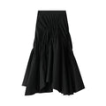 Women’s Elegant Pleated Long Skirt High Waist Asymmetrical Black Flared 2025