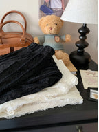 Women’s High Waist Velvet A-Line Skirt Lace Patchwork Embroidery Soft  Winter 2025