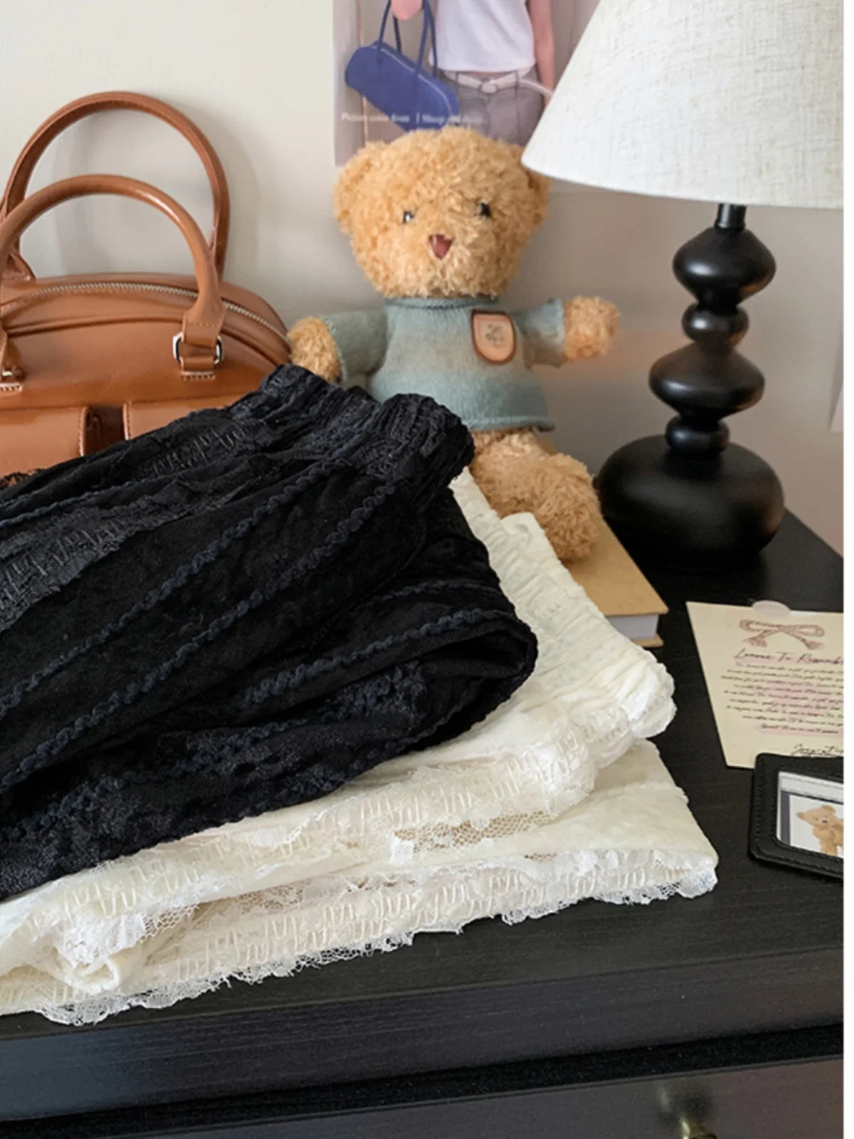 Women’s High Waist Velvet A-Line Skirt Lace Patchwork Embroidery Soft  Winter 2025