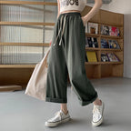 Women’s Plus Size Wide Leg Pants High Waist Baggy Streetwear Lace Up Casual Slacks