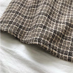 Women’s Korean High Waist Tweed Mini Skirt Plaid A-Line Slimming Y2K Autumn Winter