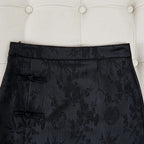 Vintage Jacquard High Waist Slim Long Skirt Chinese Style Side Slit Buckle