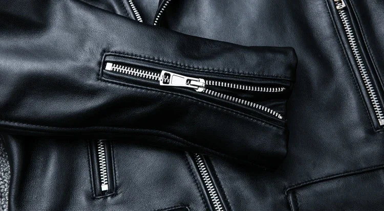 Spring and Autumn And Winter Natural Sheepskin Leather Jacket Black Soft Men's Motocycle Jackets Motor Clothing Biker Slim Short Coat