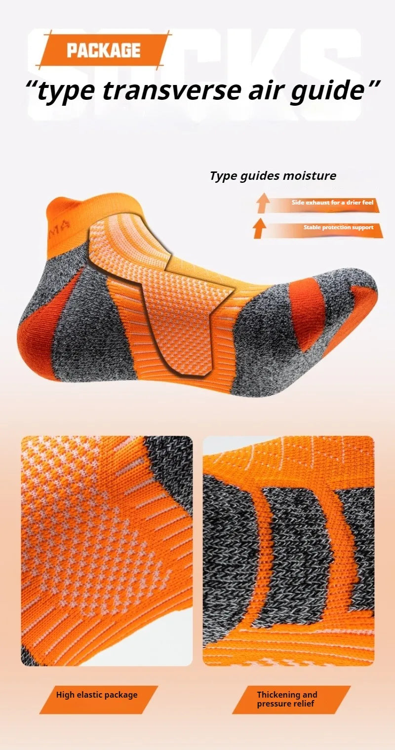Professional Marathon Running Ankle Socks Men Women Outdoor Thick Cushion Breathable Mountaineering Hiking Badminton Sports Sock